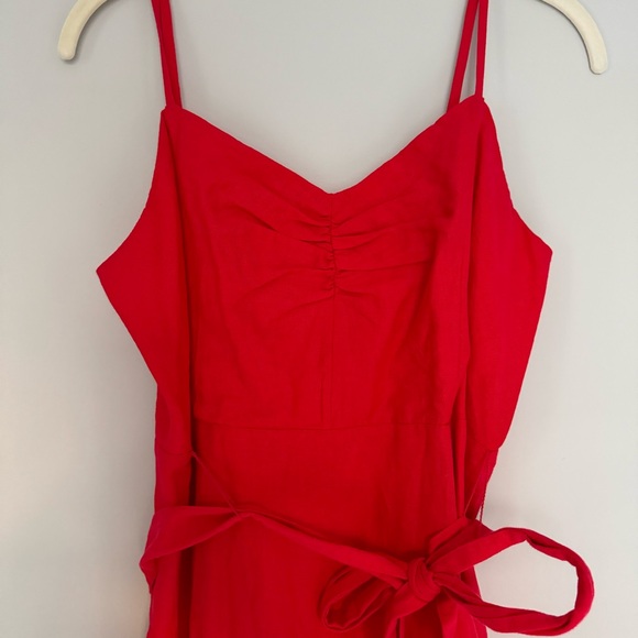 Red linen midi dress - Picture 3 of 5